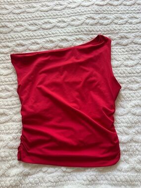 One-Shoulder Red Women's Top